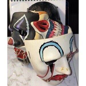 5 Halloween Creepy Masks Hand Painted/Skull Masks W/ Headstraps Wall Hang Masks